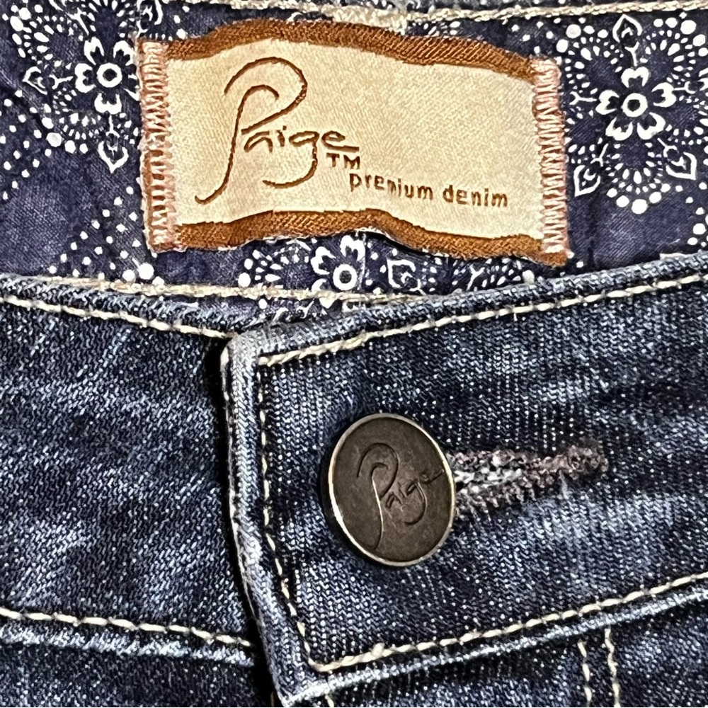 Paige JimmyJimmy Jeans | Slim Straight|Low Rise Distressed | Dark Wash | Size 27 - Picture 2 of 10